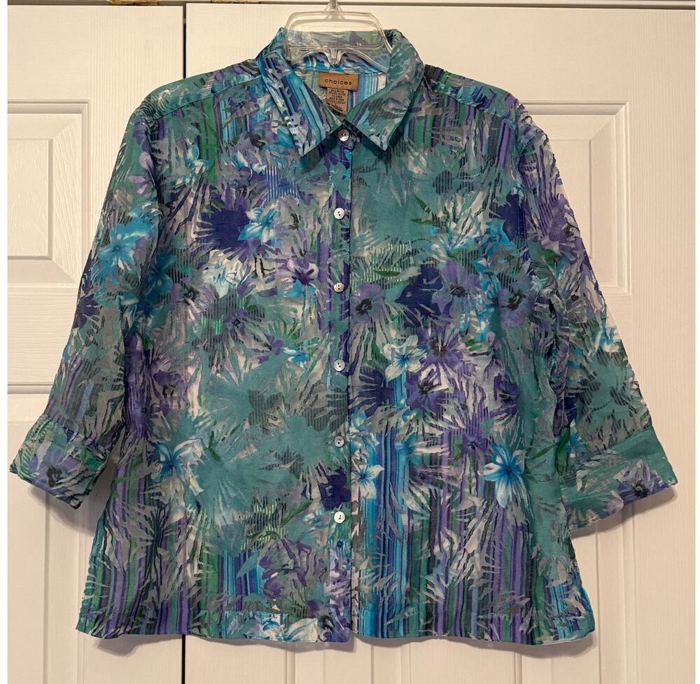 Choices Lightweight Printed Blouse/Lightweight Jacket, Size L
